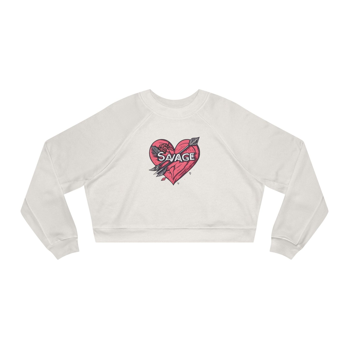 VA Savage Bow & Heart Women's Cropped Fleece Pullover