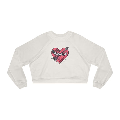 VA Savage Bow & Heart Women's Cropped Fleece Pullover