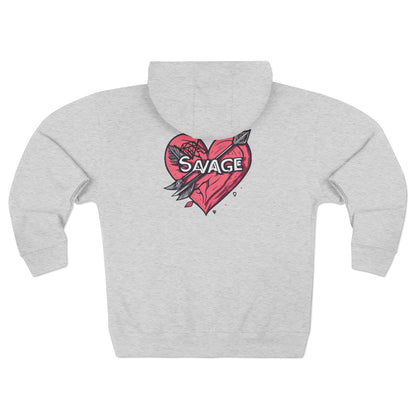 Savage Heart Unisex Zip Hoodie - Trendy & Comfortable for Everyday Style