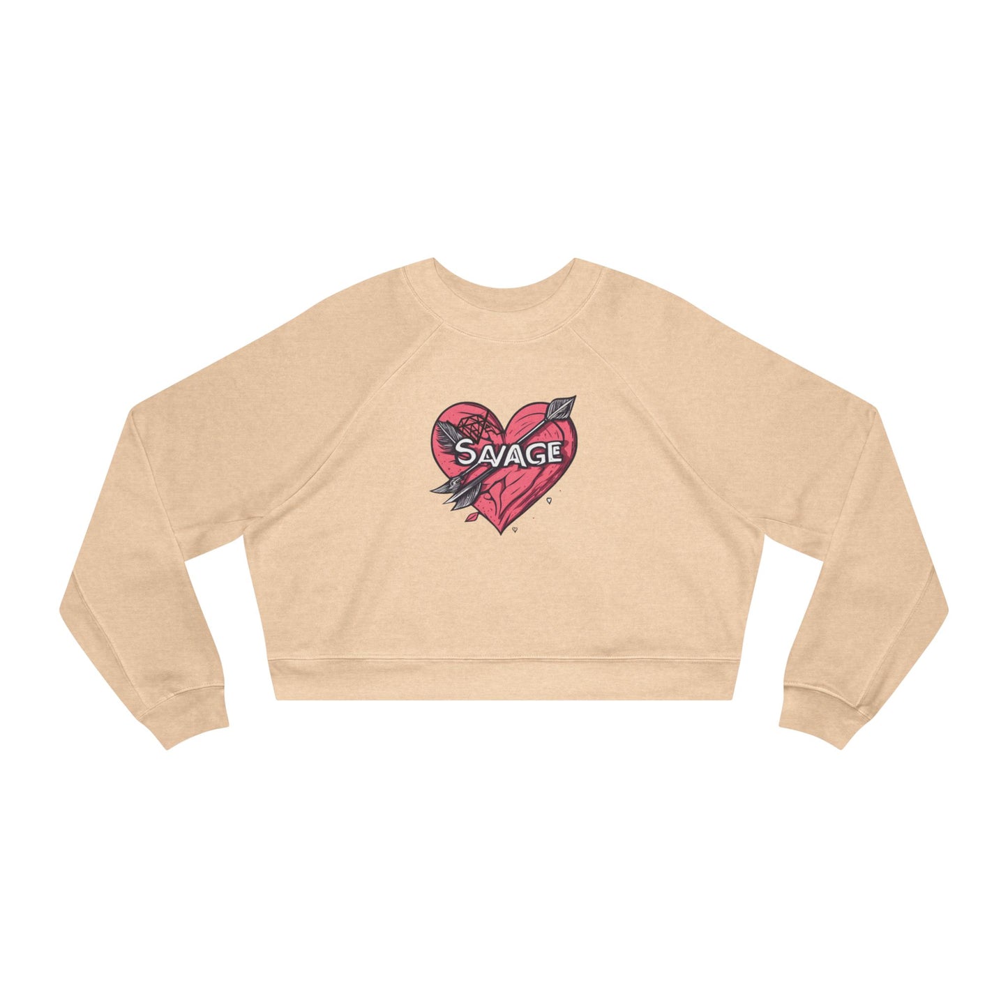 VA Savage Bow & Heart Women's Cropped Fleece Pullover