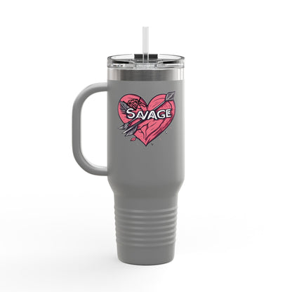 VA Savage "Bow & Heart"  Insulated Travel Mug