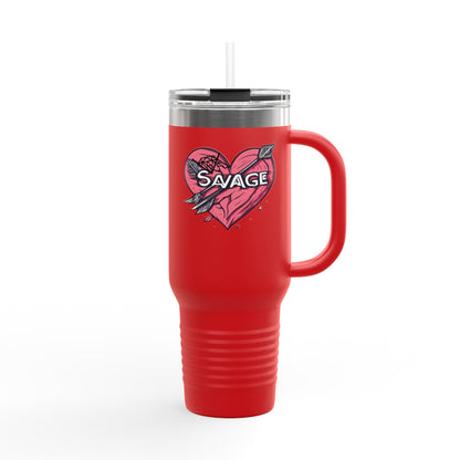 VA Savage "Bow & Heart"  Insulated Travel Mug