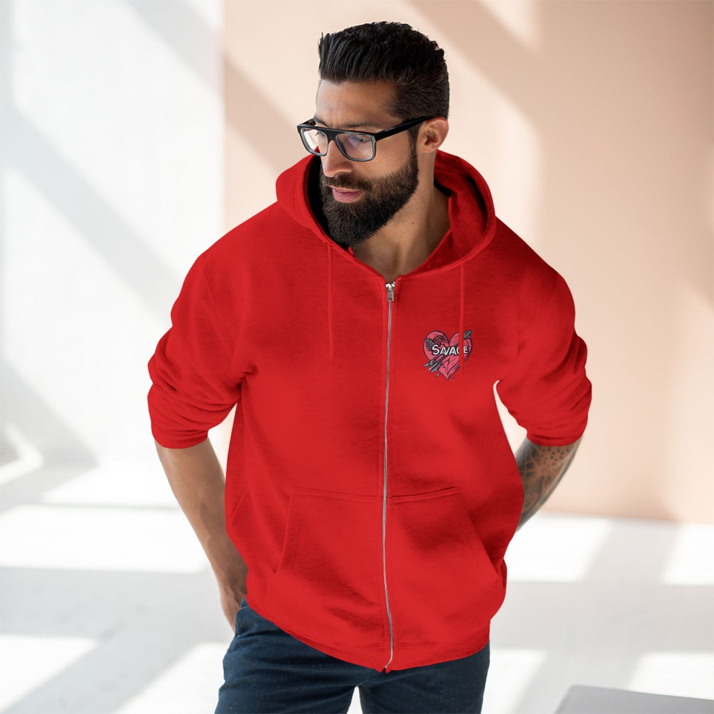 Savage Heart Unisex Zip Hoodie - Trendy & Comfortable for Everyday Style