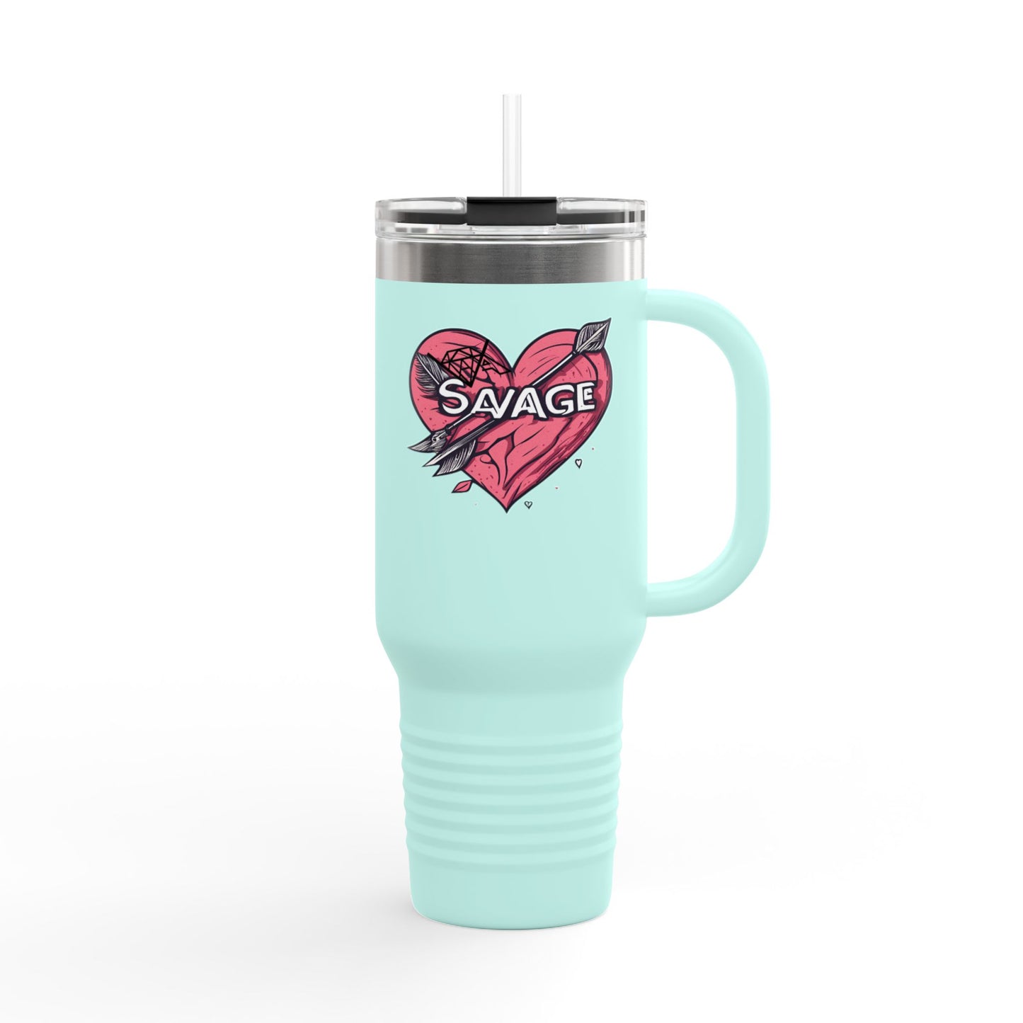 VA Savage "Bow & Heart"  Insulated Travel Mug