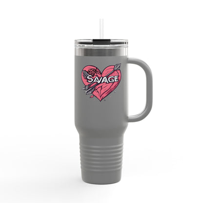 VA Savage "Bow & Heart"  Insulated Travel Mug