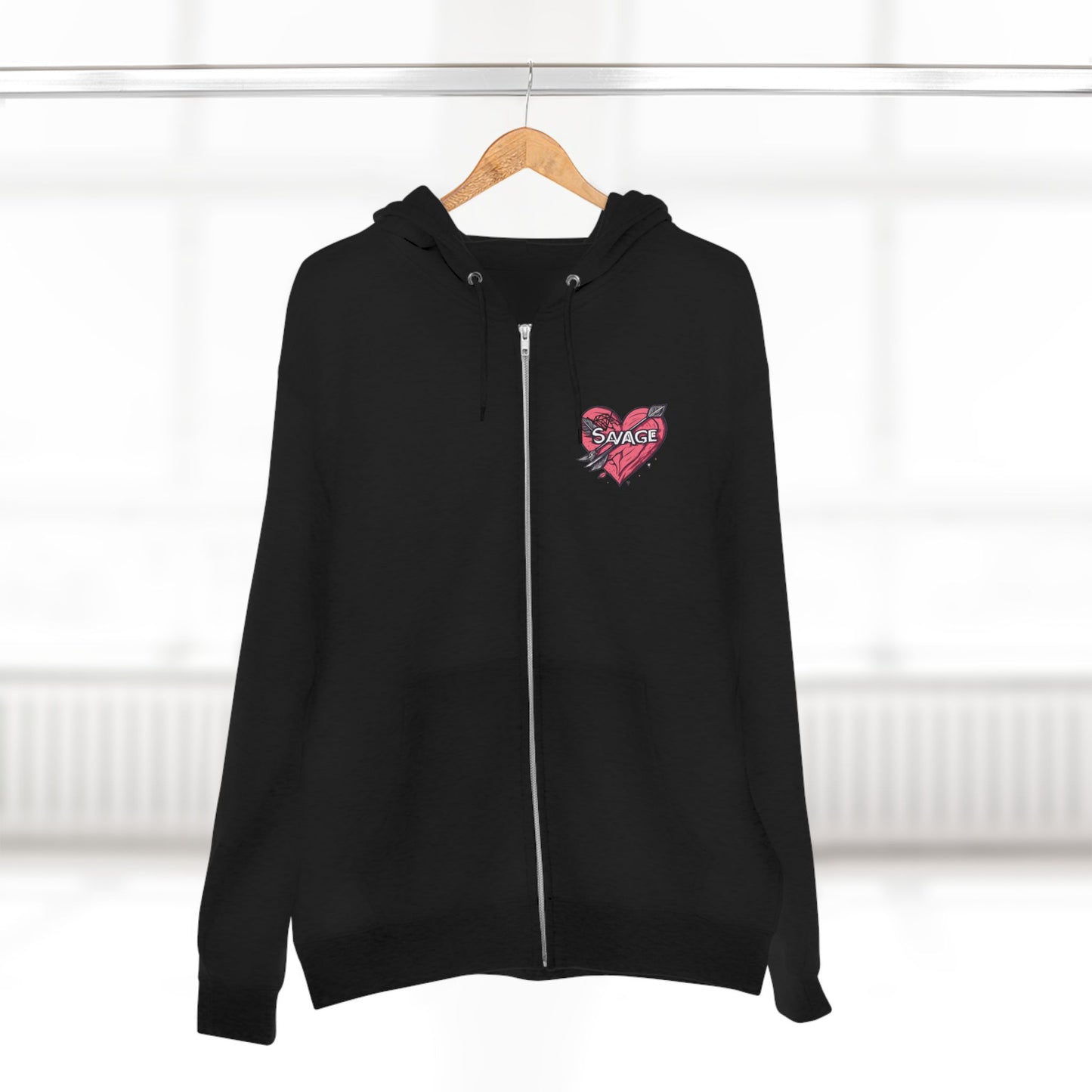 Savage Heart Unisex Zip Hoodie - Trendy & Comfortable for Everyday Style