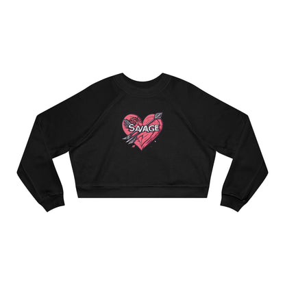 VA Savage Bow & Heart Women's Cropped Fleece Pullover