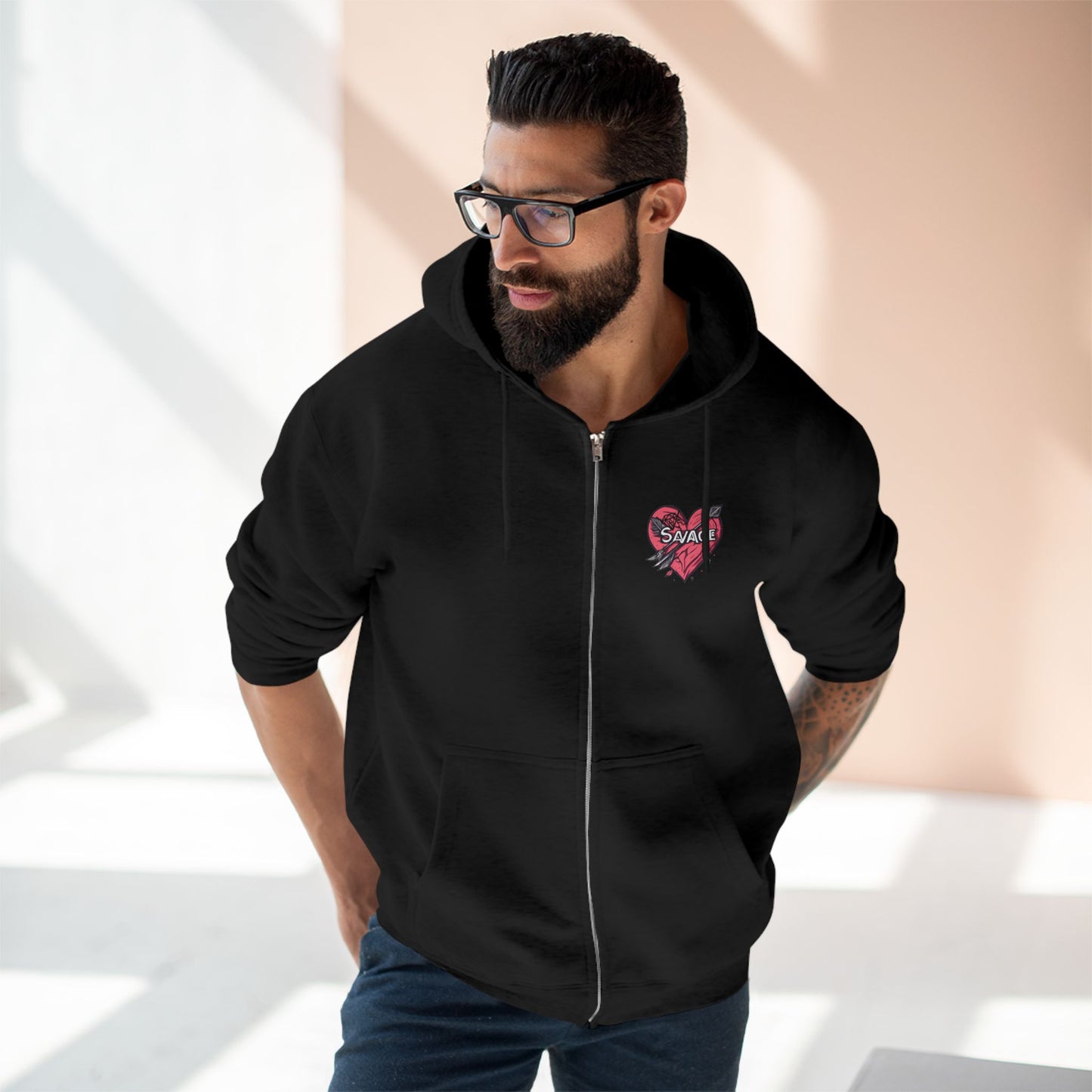 Savage Heart Unisex Zip Hoodie - Trendy & Comfortable for Everyday Style