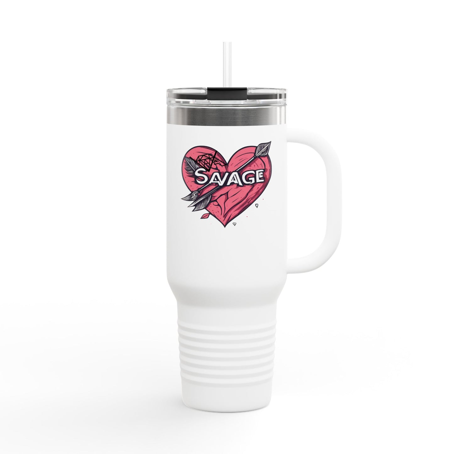 VA Savage "Bow & Heart"  Insulated Travel Mug