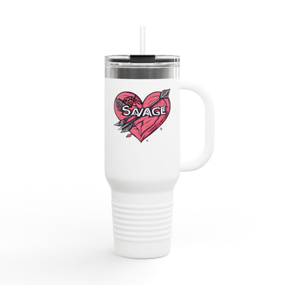 VA Savage "Bow & Heart"  Insulated Travel Mug