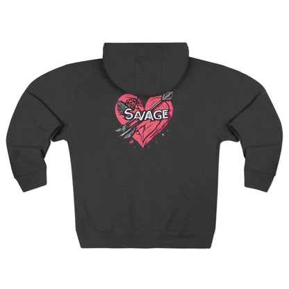 Savage Heart Unisex Zip Hoodie - Trendy & Comfortable for Everyday Style