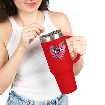 VA Savage "Bow & Heart"  Insulated Travel Mug