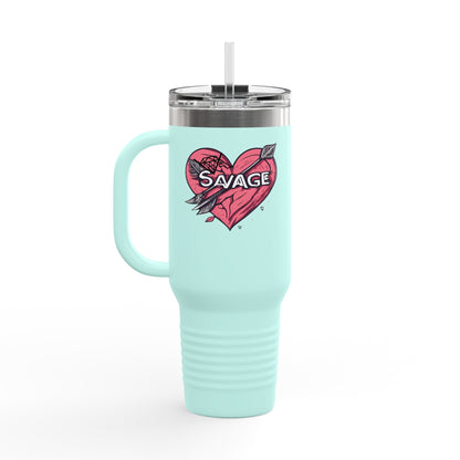 VA Savage "Bow & Heart"  Insulated Travel Mug