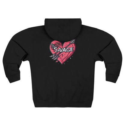 Savage Heart Unisex Zip Hoodie - Trendy & Comfortable for Everyday Style