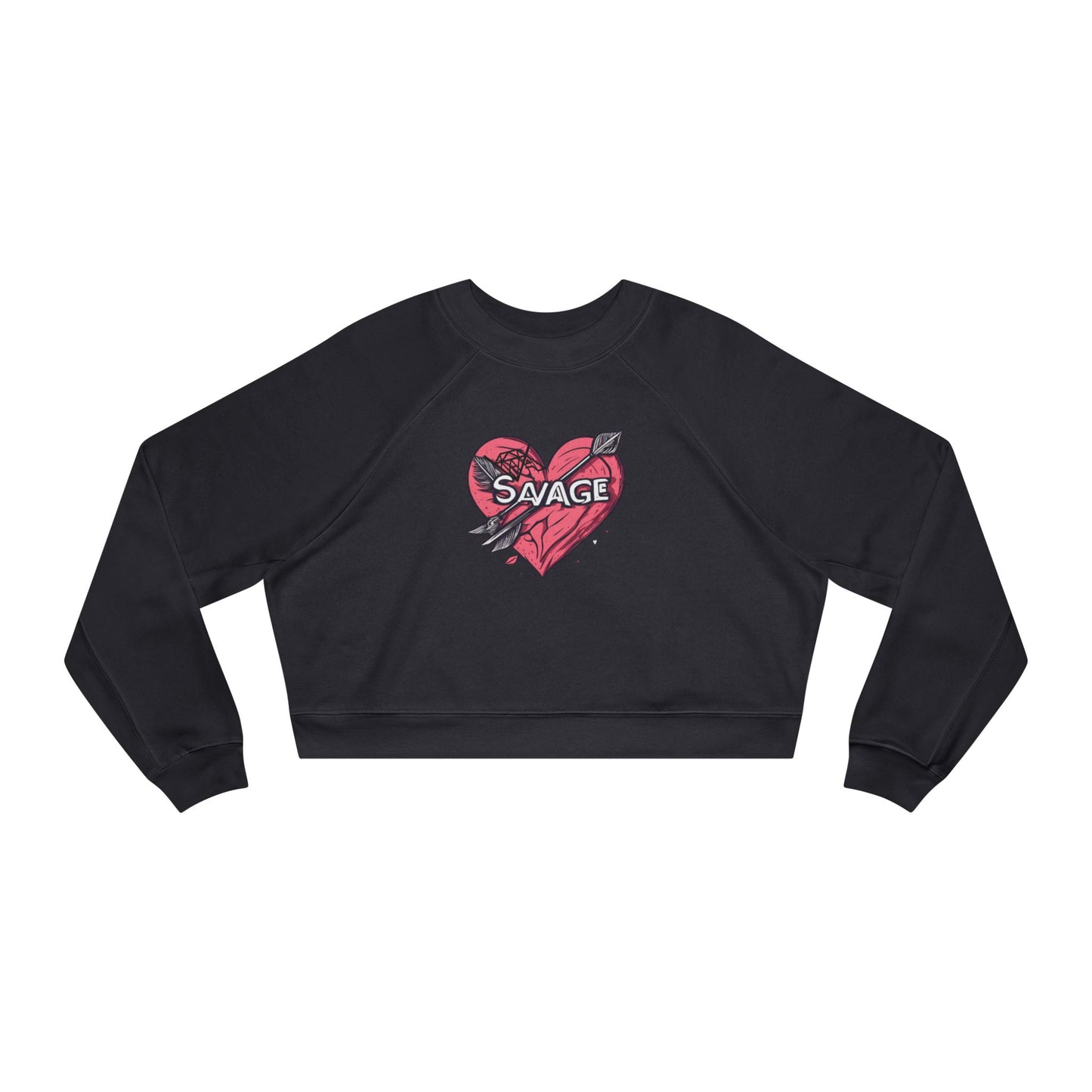 VA Savage Bow & Heart Women's Cropped Fleece Pullover