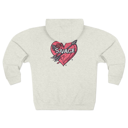 Savage Heart Unisex Zip Hoodie - Trendy & Comfortable for Everyday Style