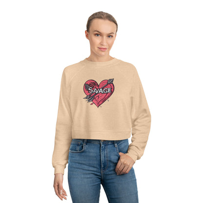 VA Savage Bow & Heart Women's Cropped Fleece Pullover