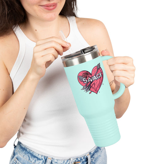 VA Savage "Bow & Heart"  Insulated Travel Mug